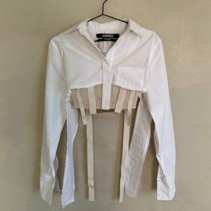 NWT Jacquemus Cotton Poplin Corset White Le Papier Shirt SZ 32